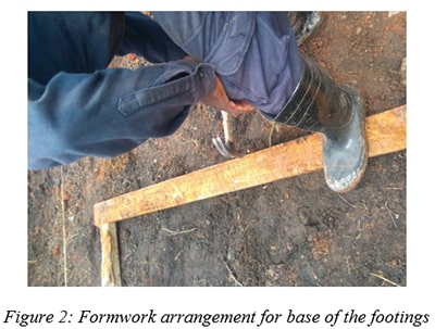 formwork arrangements for base of the footings